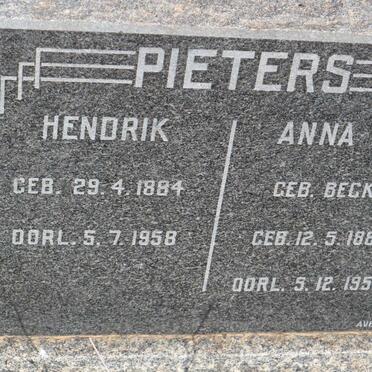 PIETERS Hendrik 1884-1958 &amp; Anna S.E. BECKER 1882-1954
