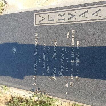 VERMAAK Johan Samuel Sassenberg 1920-1994