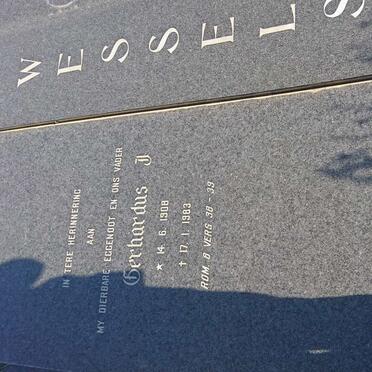 WESSELS Gerhardus J. 1908-1983 &amp; Johanna E.L. 1912-2001