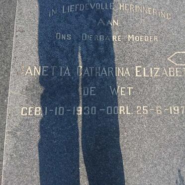 WYK Johannes Gerhardus Human, van 1933-1967 &amp; Anetta Catharina Elizabeth DE WET 1930-1977