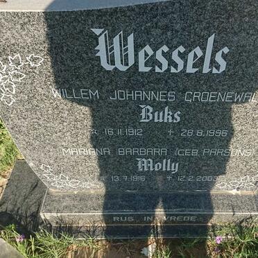 WESSELS Willem Johannes Groenewald 1912-1996 &amp; Mariana Barbara PARSONS 1916-2003