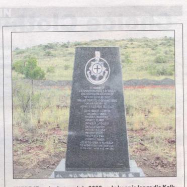 Free State, FAURESMITH district, Kalkfonteindam, Anglo Boer Memorial