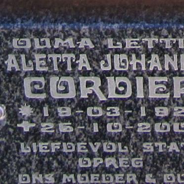 CORDIER Aletta Johanna 1925-2009