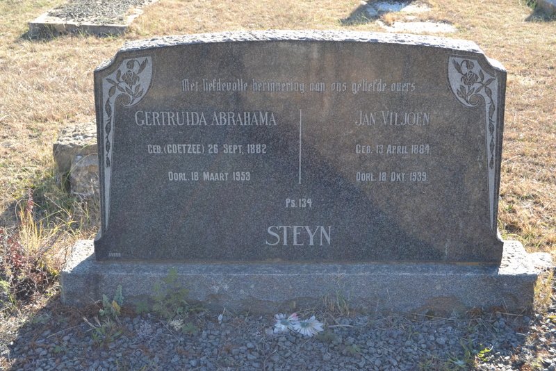 STEYN Jan Viljoen 1884-1939 &amp; Gertruida Abrahama COETZEE 1882-1953