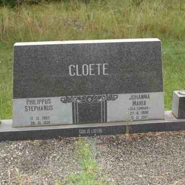 CLOETE Philippus Stephanus 1902-1974 &amp; Johanna Maria CORDIER 1908-1997