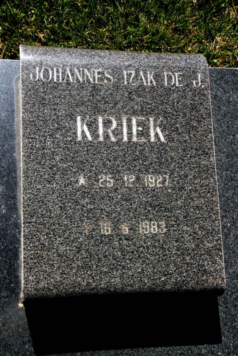 KRIEK Johannes Izak de J. 1927-1983