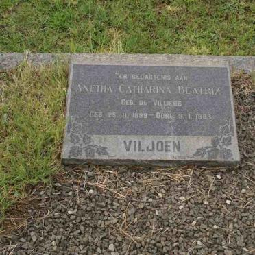 VILJOEN Anetha Catharina Beatrix nee DE VILLIERS 1899-1983