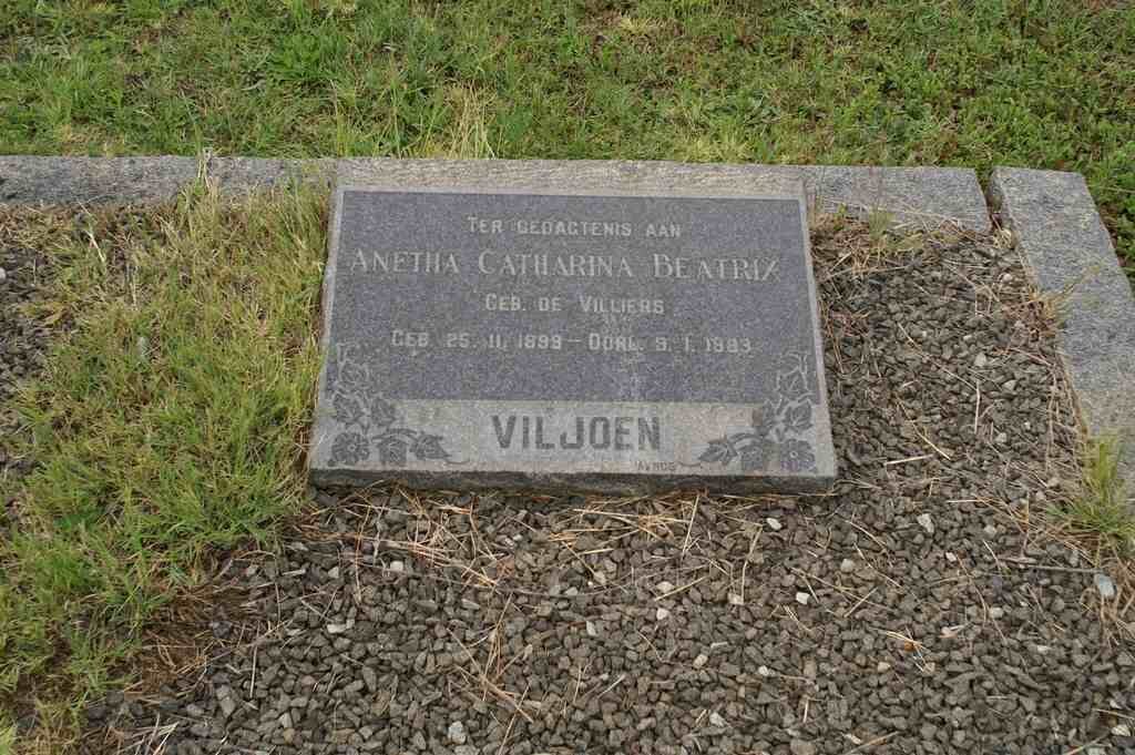 VILJOEN Anetha Catharina Beatrix nee DE VILLIERS 1899-1983