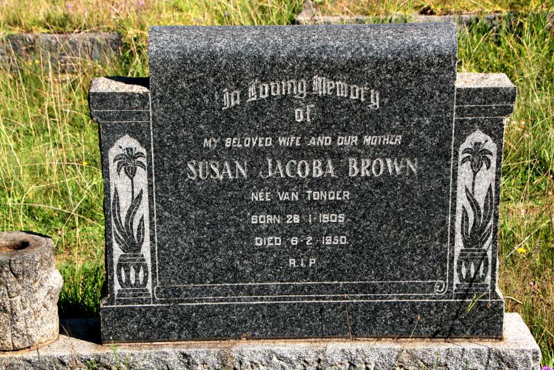 BROWN Susan Jacoba nee VAN TONDER 1905-1950