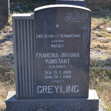 GREYLING Francina Johanna Konstant nee D'ALEBOUT 1888-1966