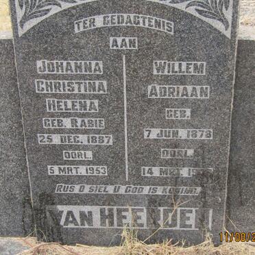 HEERDEN Willem Adriaan, van 1878-19?6 &amp; Johanna Christina Helena RABIE 1887-1953