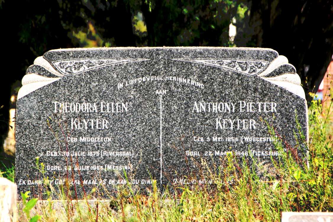 KEYTER Anthony Pieter 1856-1946 & Theodora Ellen MIDDLETON 1875-1955