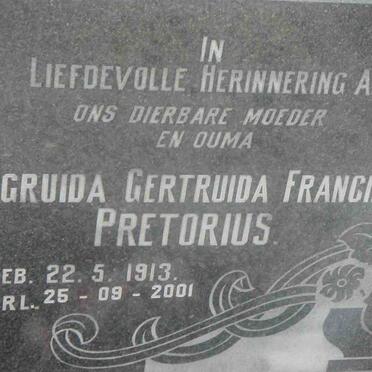 PRETORIUS Zagruida Gertruida Francina 1913-2001