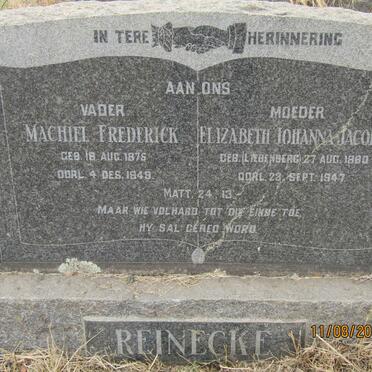 REINECKE Machiel Frederick 1875-1949 &amp; Elizabeth Johanna Jacoba LIEBENBERG 1880-1947