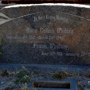 WHITNEY Frank 1881-1971 &amp; Alice Collins 1882-1942