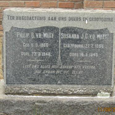 WATT Philip B., v.d. 1866-1948 &amp; Susanna J.C. FOURIE 1868-1949