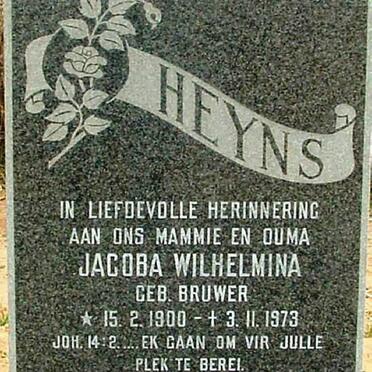 HEYNS Jacoba Wilhelmina nee BRUWER 1900-1973