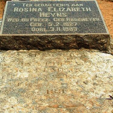HEYNS Rosina Elizabeth nee RADEMEYER wed. DU PREEZ 1827-1883