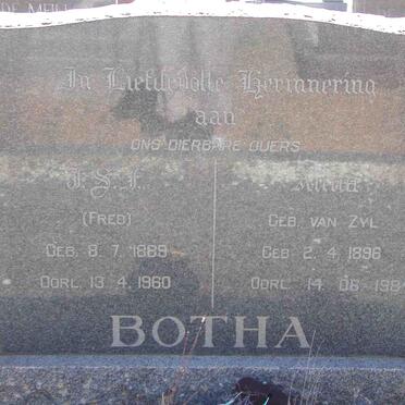BOTHA J.S.F. 1889-1960 &amp; Anna VAN ZYL 1896-1984