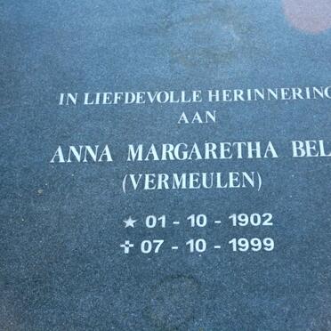 BELL Anna Margaretha nee VERMEULEN 1902-1999