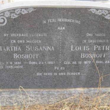 BOSHOFF Louis Petrus 1877-1965 &amp; Martha Susanna TERBLANCHE 1881-1957