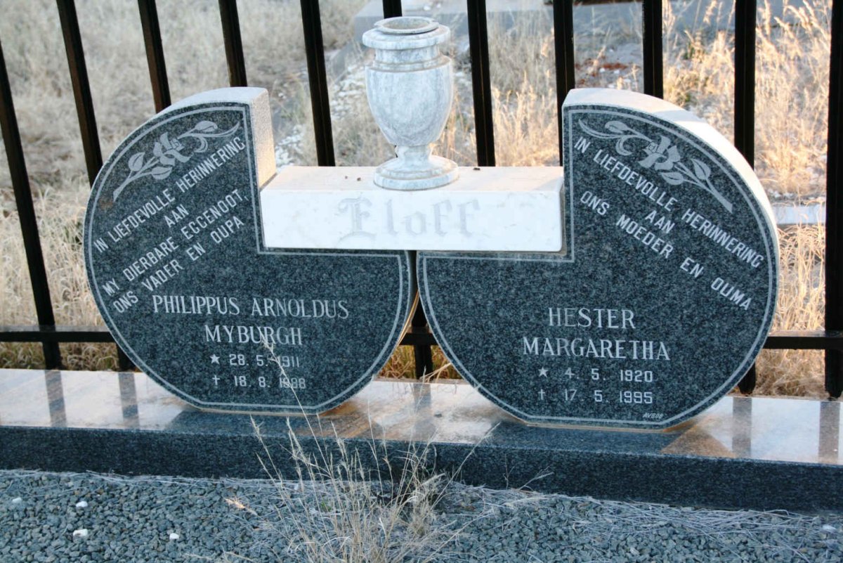 ELOFF Philippus Arnoldus Myburgh 1911-1988 &amp; Hester Margaretha 1920-1995