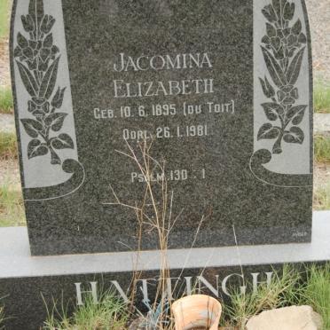 HATTINGH Jacomina Elizabeth nee DU TOIT 1895-1981
