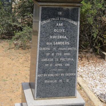 HAVENGA Olive nee SANDERS 1888-1961