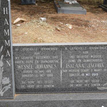 HAMMAN Wessel Johannes 1915-1990 &amp; Isalana Jacoba VAN HEERDEN 1917-2013