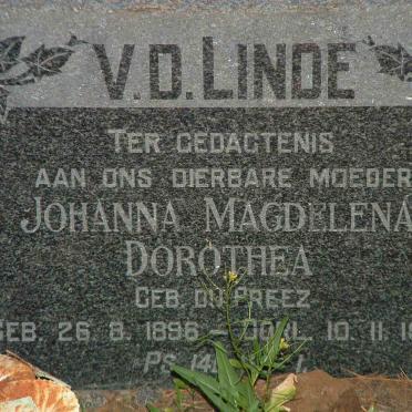 LINDE Johanna Magdalene Dorothea, v.d. nee DU PREEZ 1896-1957