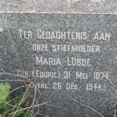 LUBBE Maria nee FOURIE 1874-1944