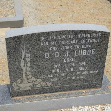 LUBBE O.D.J. 1924-1983 &amp; M.M.S. VAN DER WALT 1924-1999