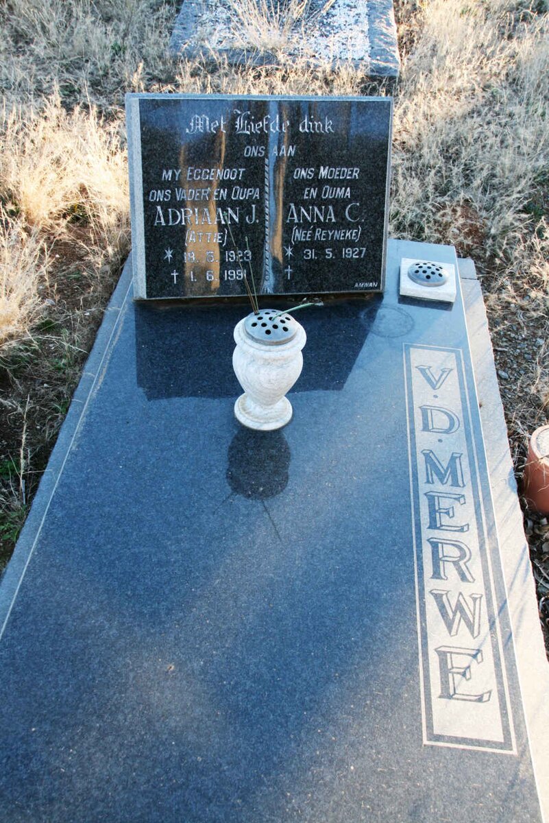 MERWE Adriaan J., v.d. 1923-1991 &amp; Anna C. REYNEKE 1927-