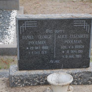 POOLMAN Daniel George 1898-1871 &amp; Alice Elizabeth v.d. BERGH 1910-1969