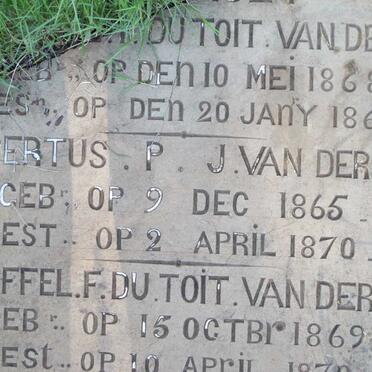 POEL Albertus P.J., van der 1865-1870 :: VAN DER POEL Du Toit 1868-1869 :: VAN DER POEL Christoffel F. Du Toit 1869-1870