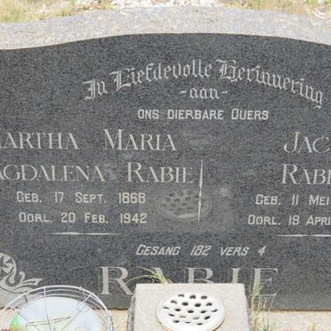 RABIE Jacob 1863-1953 &amp; Martha Maria Magdalena 1868-1942