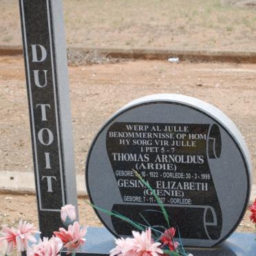 TOIT Thomas Arnoldus, du 1922-1999 &amp; Gesina Elizabeth 1927-
