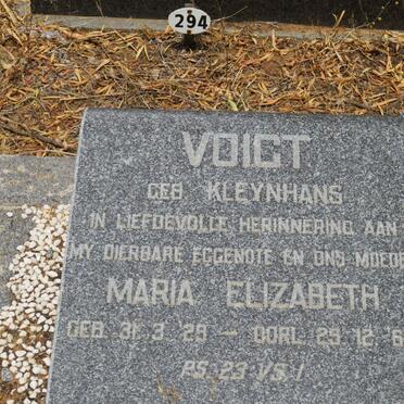 VOIGT Maria Elizabeth nee KLEYNHANS 1929-1960