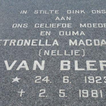 BLERK Petronella Magdalena, van 1923-1981