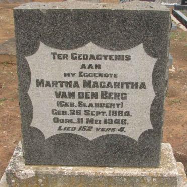 BERG Martha Magaritha, van den nee SLABBERT 1884-1946