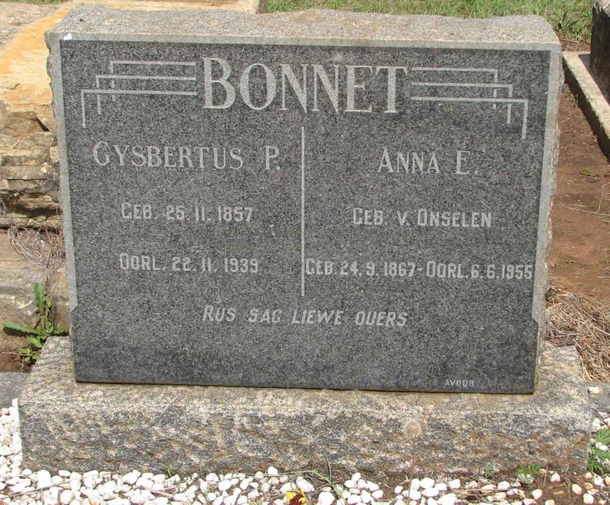 BONNET Gysbertus P. 1857-1939 &amp; Anna E. V. ONSELEN 1867-1955