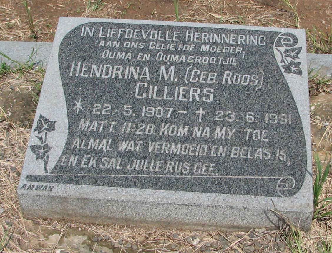 CILLIERS Hendrina M. nee ROOS 1907-1991