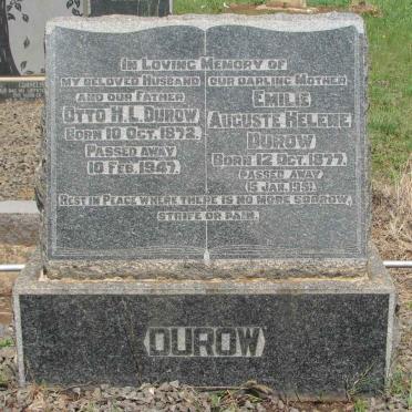 DUROW Otto H.L. 1872-1947 &amp; Emilie Auguste Helene 1877-1951