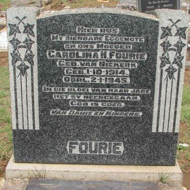 FOURIE Carolina H. nee VAN NIEKERK 1914-1945