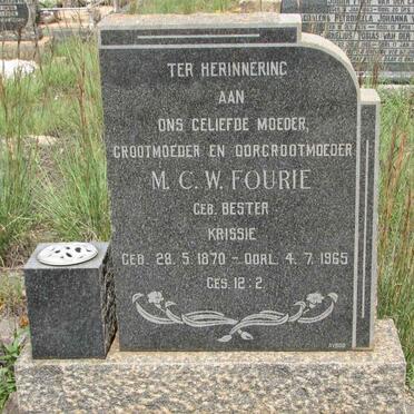 FOURIE M.C.W. nee BESTER 1870-1965