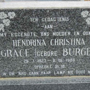 GRACE Hendrina Christina nee BURGER 1927-1988