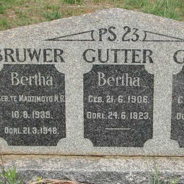 GUTTER Pieter 1904-1905 &amp; Bertha 1906-1923 :: BRUWER Bertha 1939-1948