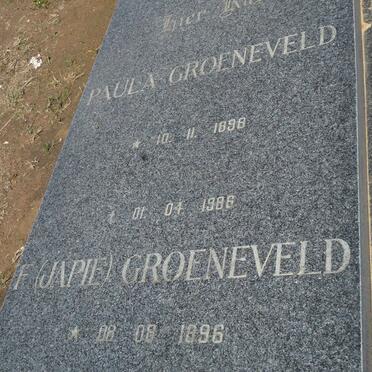 GROENEVELD F. 1896-1992 &amp; Paula 1898-1986