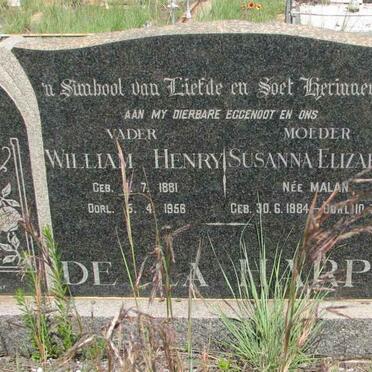 HARPE William Henry, de la 1881-1958 &amp; Susanna Elizabeth MALAN 1884-1959