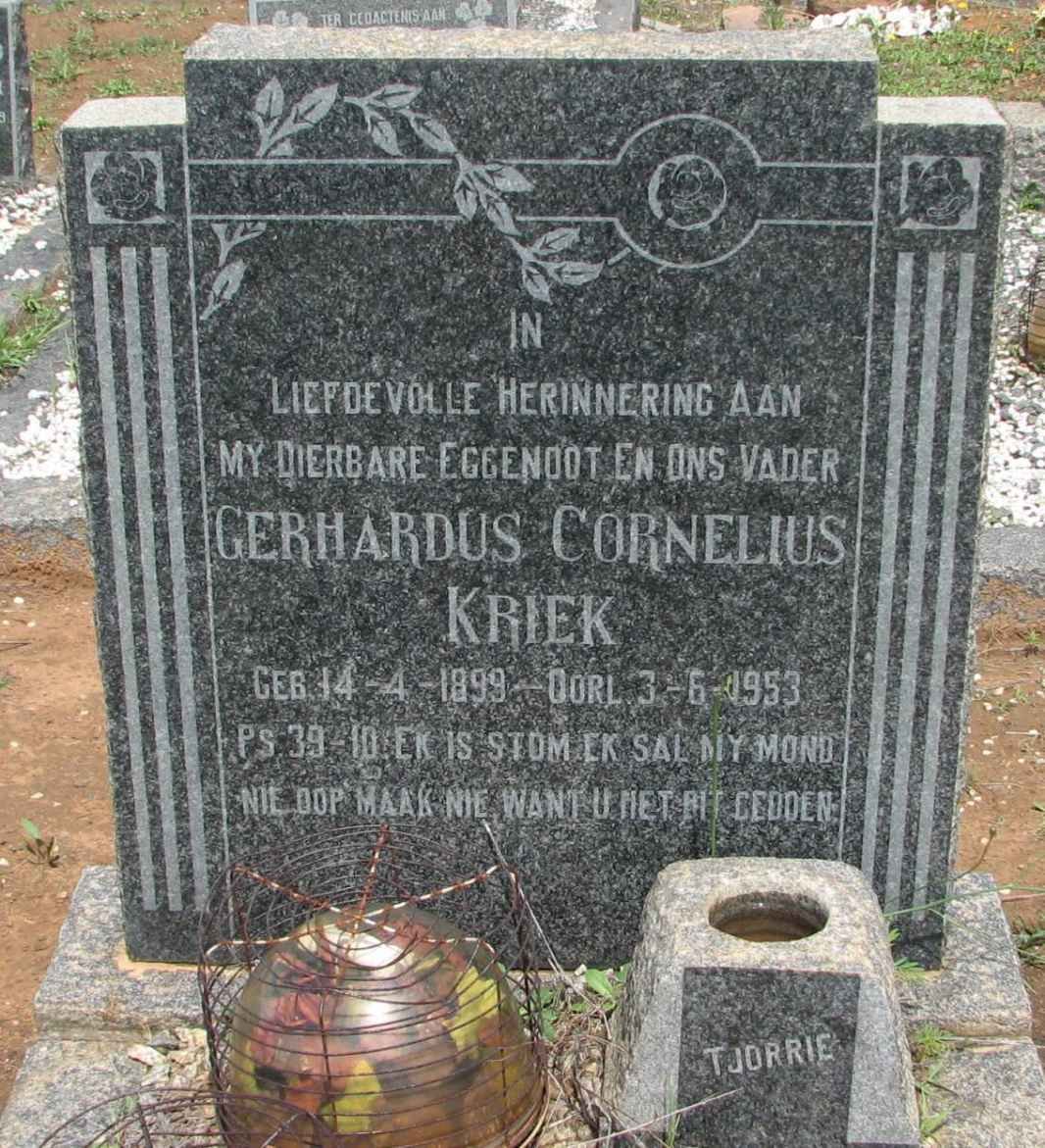 KRIEK Gerhardus Cornelius 1899-1953